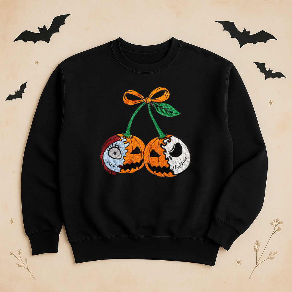 Embroidered Pumpkin Sweatshirt – Fall Disney Crewneck in Multiple Colors | Cozy Halloween Pullover