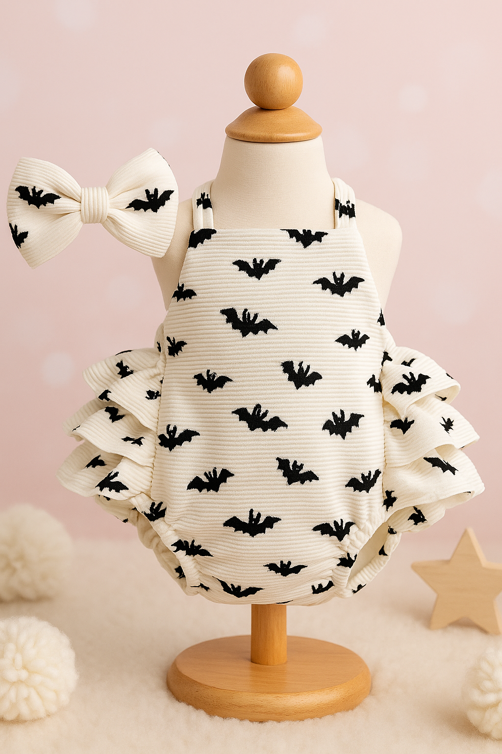 Bats Baby Romper for Spooky Season, Halloween Infant Outfit, Bat Print Jumpsuit, Cute Baby Halloween Costume