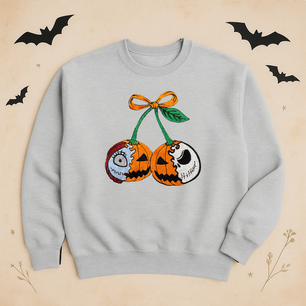 Embroidered Pumpkin Sweatshirt – Fall Disney Crewneck in Multiple Colors | Cozy Halloween Pullover