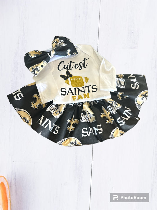 Adorable Saints Football Baby Outfit - Perfect for New Orleans Saints Fans - Great for a Football-Themed Baby Shower Gift