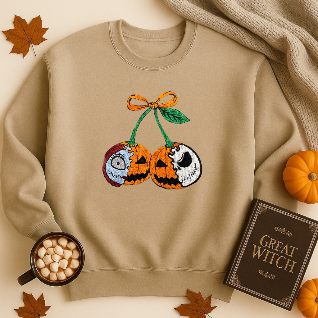 Embroidered Pumpkin Sweatshirt – Fall Disney Crewneck in Multiple Colors | Cozy Halloween Pullover