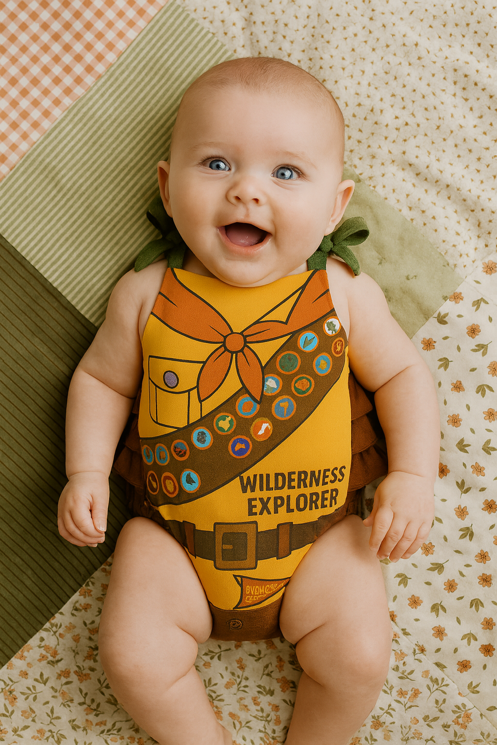Up-Inspired Baby Romper – Kevin, Dug & Wilderness Explorer Costume for Theme Park Days