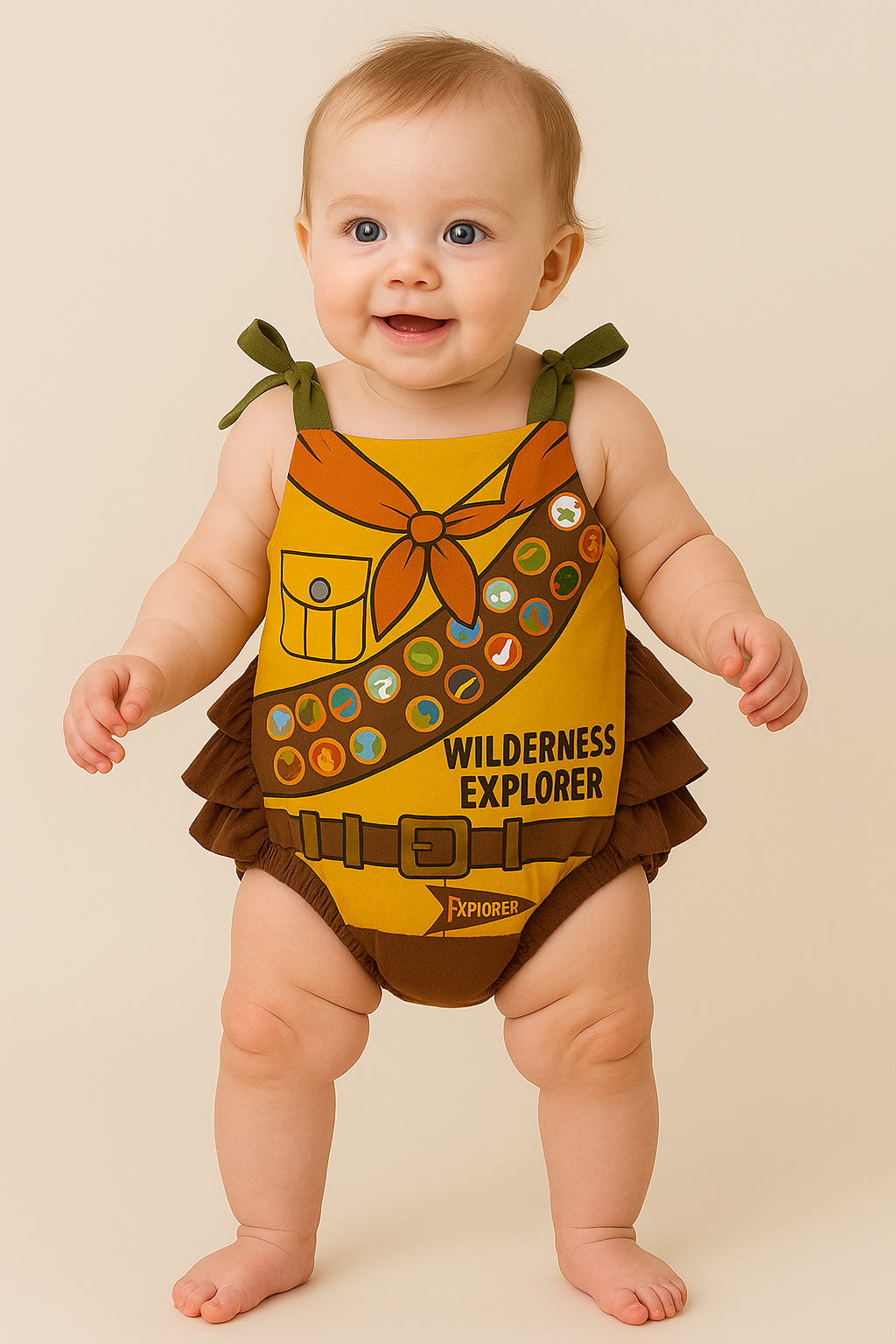 Up-Inspired Baby Romper – Kevin, Dug & Wilderness Explorer Costume for Theme Park Days