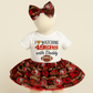 Cutest Fan Baby Girl Outfit – 49ers Game Day Onesie, Red & Gold Skirt, Cute Baby Bow Set, First Niner Game Outfit