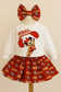 Cutest Fan Baby Girl Outfit – 49ers Game Day Onesie, Red & Gold Skirt, Cute Baby Bow Set, First Niner Game Outfit