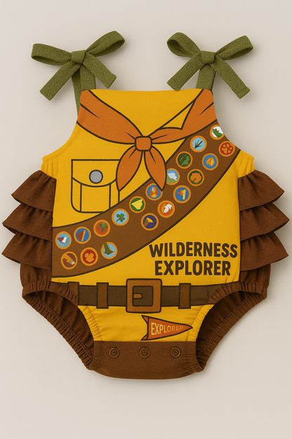 Up-Inspired Baby Romper – Kevin, Dug & Wilderness Explorer Costume for Theme Park Days